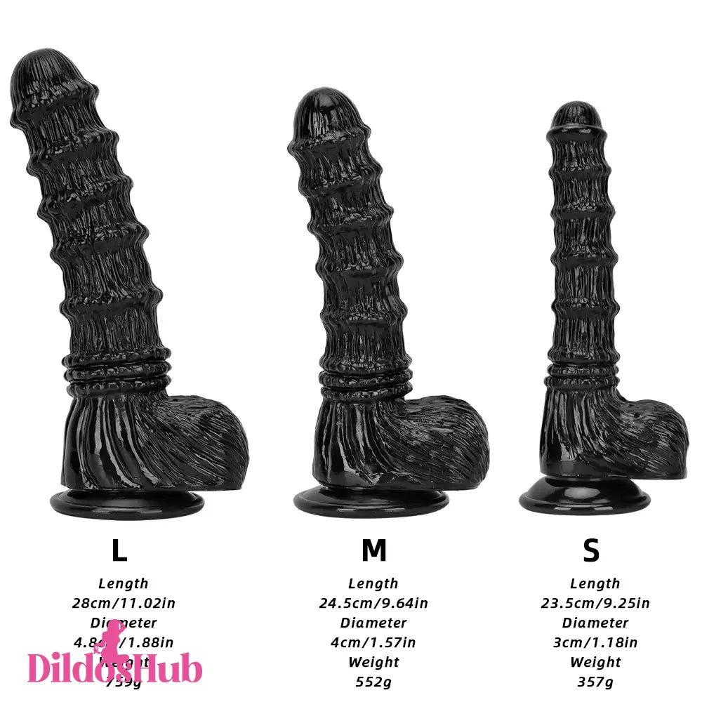 9.25in 9.64in 11.02in Big Black Animal Horse Cock Suction Cup Dildo - Dildos Hub