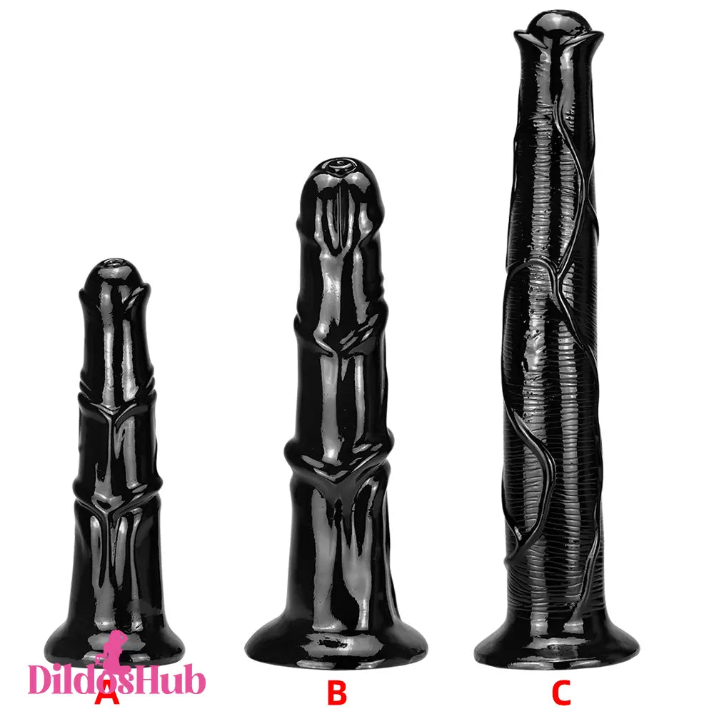 10.23in 12.6in 16.92in Big Long Black Real Feeling Horse Cock Animal Dildo - Dildos Hub