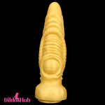 14.56in Gold Liquid Large Soft Long Fantasy Silicone Male Female Dildo Dildos Hub