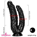 5.51in 5.9in 6.5in 9.44in Big Black Real Feeling PVC Dual Ended Dildo - Dildos Hub
