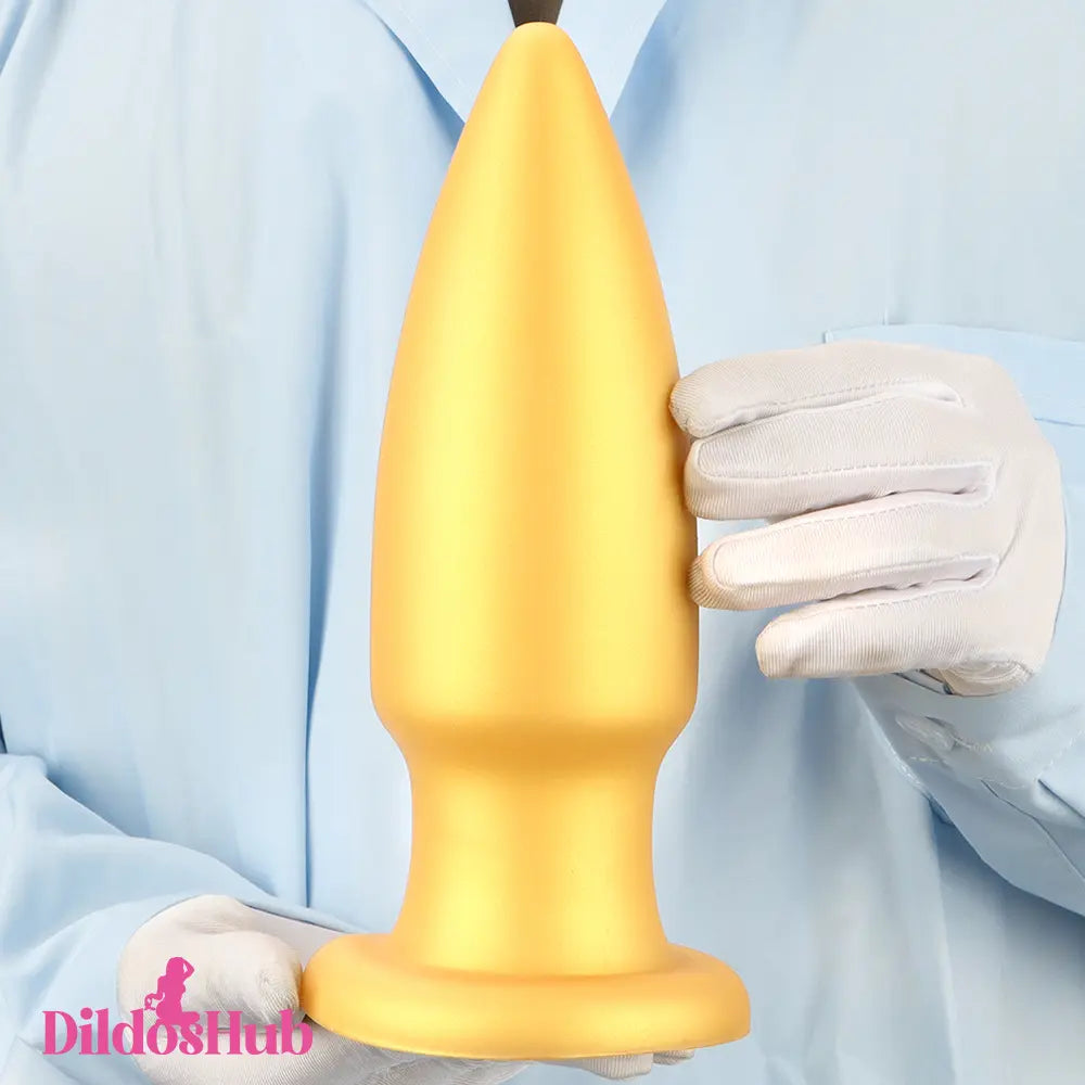 8.85in Premium Gold Soft Liquid Silicone Big Butt Plug Dildo Clit Stimulator Dildos Hub