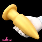 8.85in Premium Gold Soft Liquid Silicone Big Butt Plug Dildo Clit Stimulator Dildos Hub