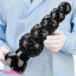 9.84in 13.38in 13.78in 15.74in Big Black Beads Butt Plug Prostate Dildo - Dildos Hub