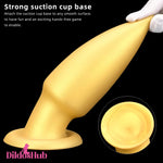 8.85in Premium Gold Soft Liquid Silicone Big Butt Plug Dildo Clit Stimulator Dildos Hub