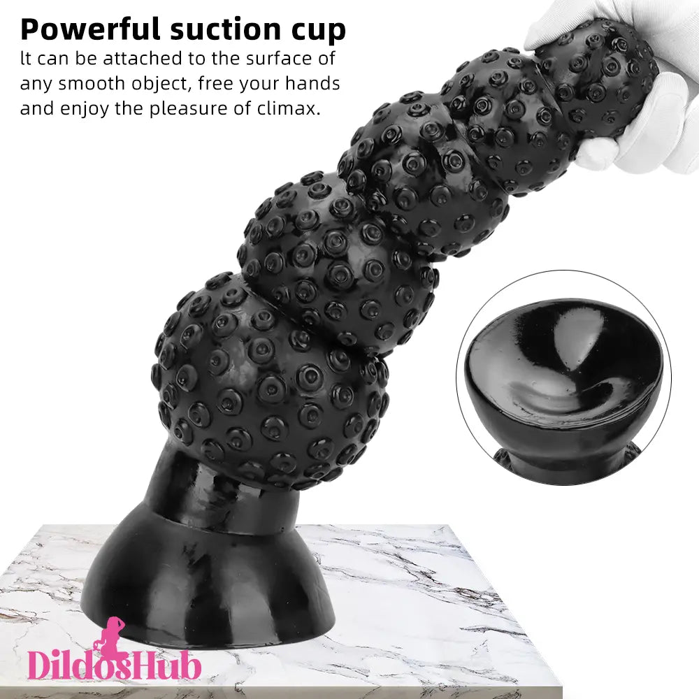 9.84in 13.38in 13.78in 15.74in Big Black Beads Butt Plug Prostate Dildo - Dildos Hub