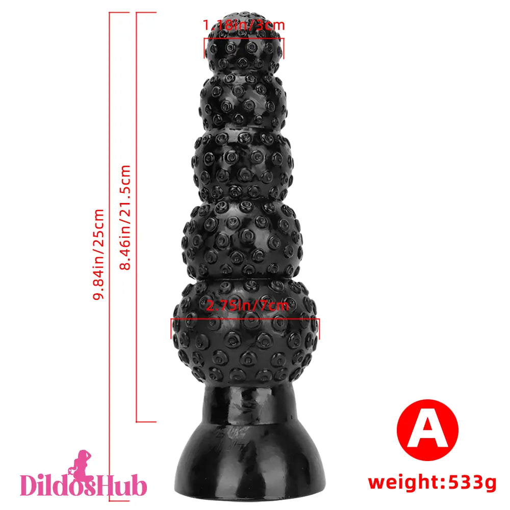 9.84in 13.38in 13.78in 15.74in Big Black Beads Butt Plug Prostate Dildo - Dildos Hub