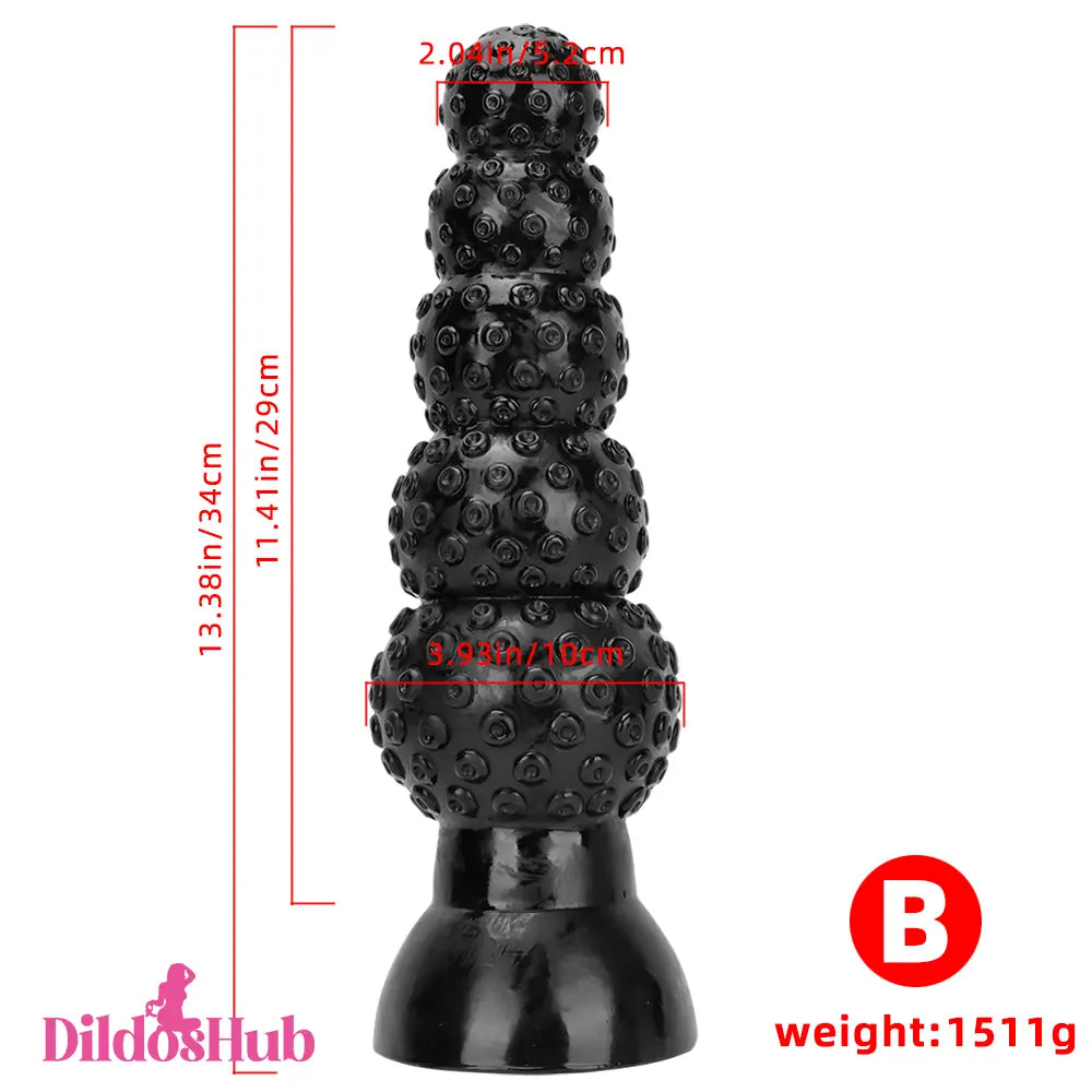 9.84in 13.38in 13.78in 15.74in Big Black Beads Butt Plug Prostate Dildo - Dildos Hub